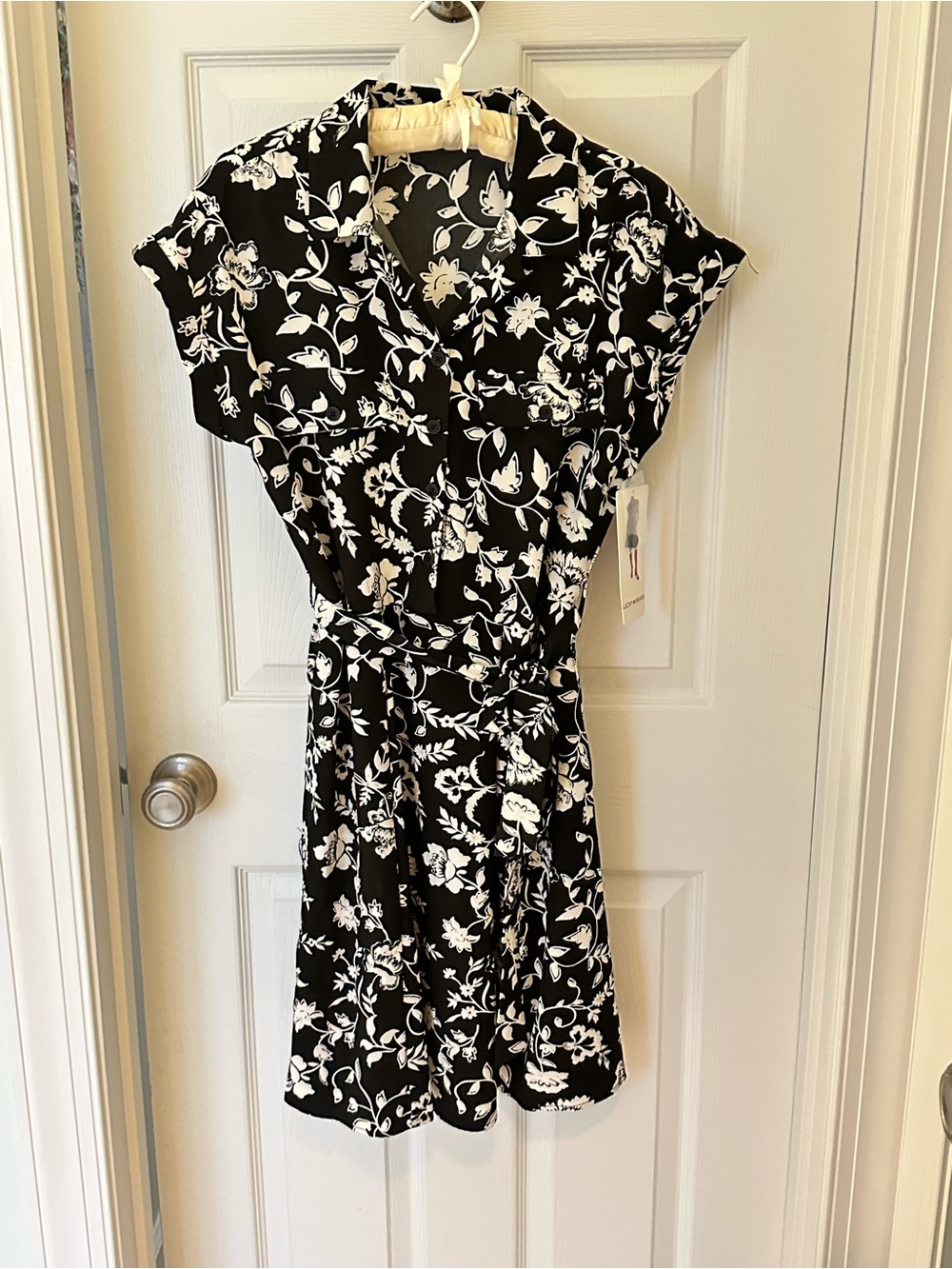 Lucky Brand Black and White Floral Shirt Dress